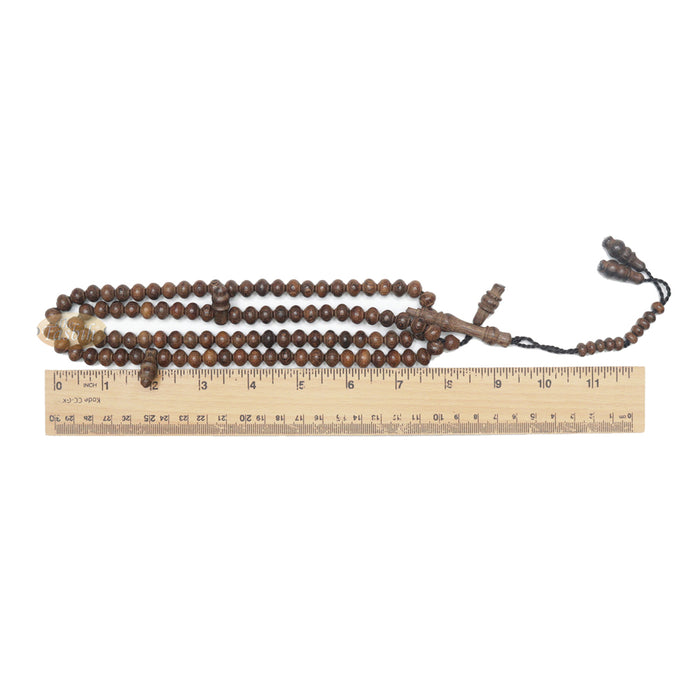 Wooden Islamic Prayer Beads - Natural Johar Wood Tasbih 99 count Contoured Beads In Gift Box By