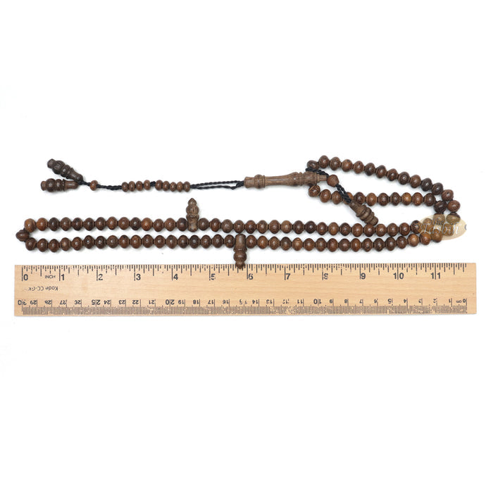 Wooden Islamic Prayer Beads - Natural Johar Wood Tasbih 99 count Contoured Beads In Gift Box By