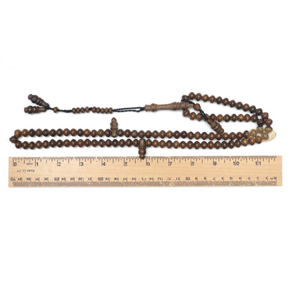 Wooden Islamic Prayer Beads - Natural Johar Wood Tasbih 99 count Contoured Beads In Gift Box By